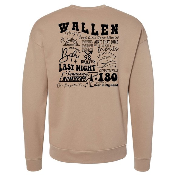 Morgan Wallen Bella Canvas drop sholder crewneck sweatshirt TAN - Picture 1 of 2